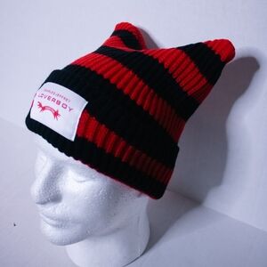 Black And Red Pointed Knit Loverboy Hat Cap Charles Jeffrey Unisex Beanie NEW